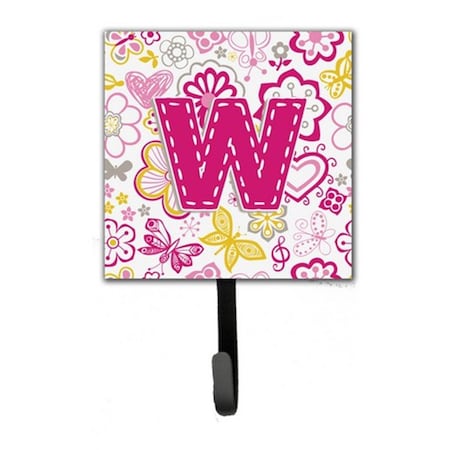 Jensendistributionservices Letter W Flowers And Butterflies Pink Leash & Key Holder MI1657661